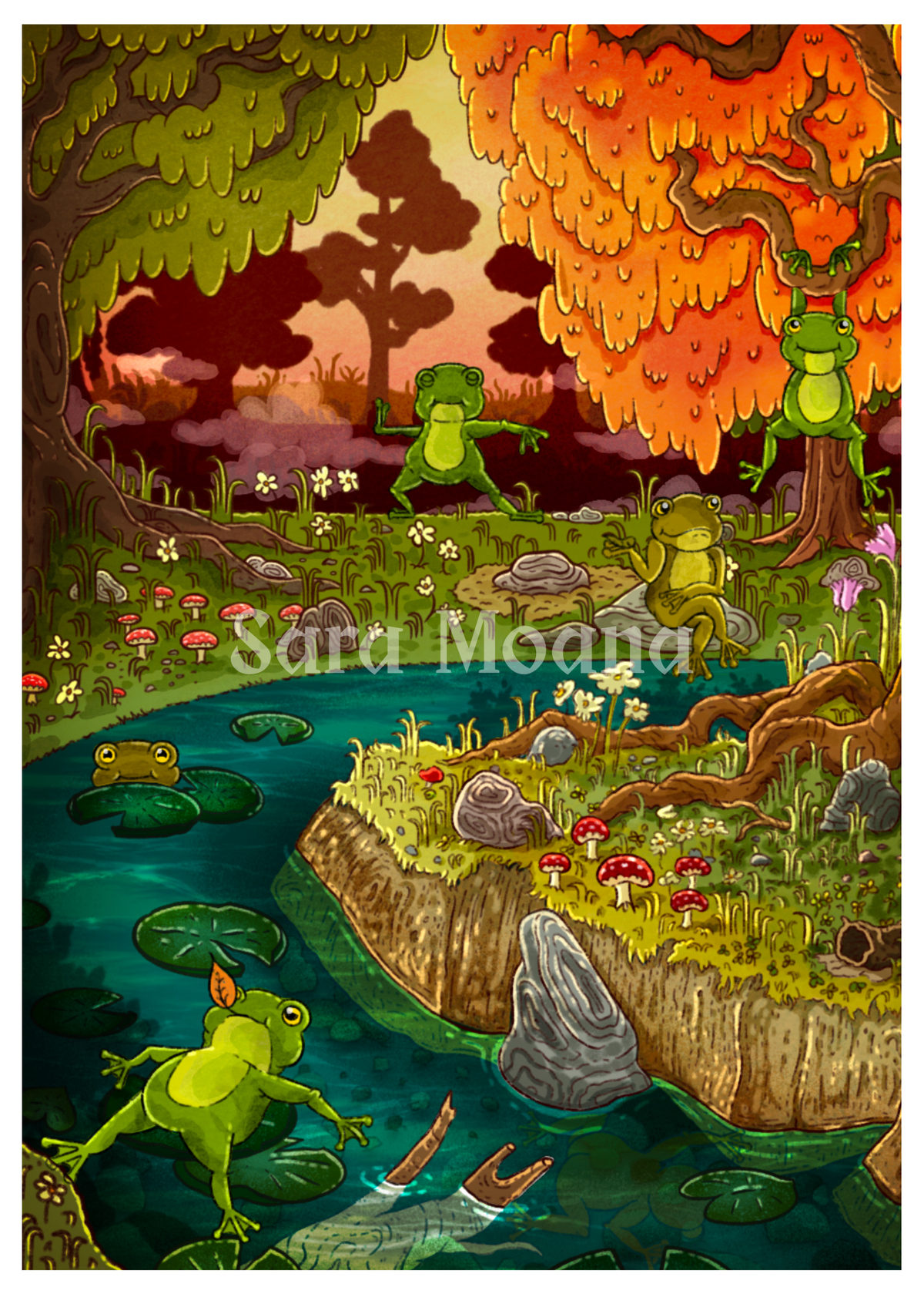 Frolickin' Frogs Print